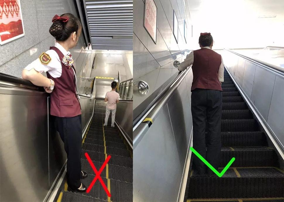 湖南电梯公司:坐自动扶梯握扶手正确示范
